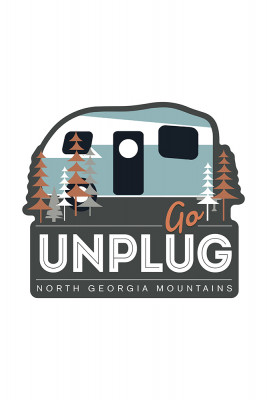North Georgia Mountains - Go Unplug - Camper - Vector - Contour - Lantern Press Artwork