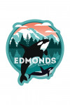 Edmonds, Washington - Orca Whale and Calf - Vector - Contour