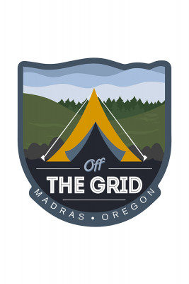 Madras, Oregon - Off the Grid (Tent) - Vector Style - Rounded Hills - Contour - Lantern Press Artwork