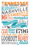 Tennessee - Typography Stacked- Great Smoky Mountains - Lantern Press Artwork