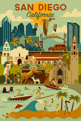 San Diego, California - Geometric