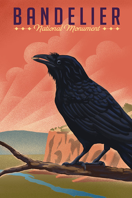 Bandelier National Monument, New Mexico - Raven - Litho - Lantern Press Artwork