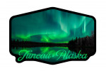 Juneau, Alaska - Northern Lights - Contour - Lantern Press Artwork