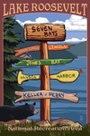 Lake Roosevelt, Washington - Destination Signpost - Lantern Press Artwork