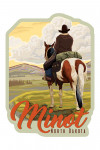 Minot, North Dakota - Cowboy & Horse - Facing Horizon - Contour - Lantern Press Artwork