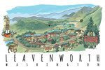 Leavenworth, Washington - Line Drawing - Lantern Press Artwork