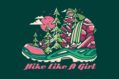 Hike Like a Girl - Distressed Vector - Hiking Boot