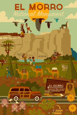 El Morro National Monument, New Mexico - Geometric - Lantern Press Artwork