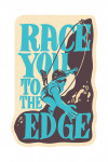 Race You to the Edge - Climbing Woman - Contour - Lantern Press Artwork