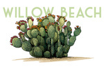 Willow Beach, Lake Mead - Prickly Pear Cactus - Lantern Press Artwork
