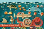 The Ocean is in our Hands - Marine Life - Geometric - Lantern Press Artwork