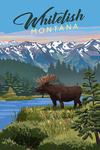 Whitefish, Montana - Painterly - Moose - Summer Scene