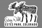 Estes Park, Colorado - Stay Wild Moose and Mountains Double Exposure - Contour - Lantern Press Artwork