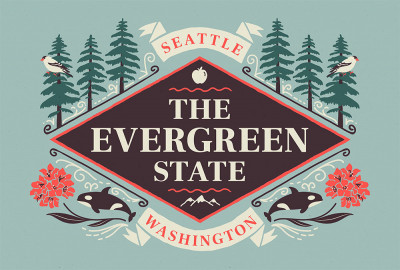 Seattle, Washington - State Motto Crest - State Series