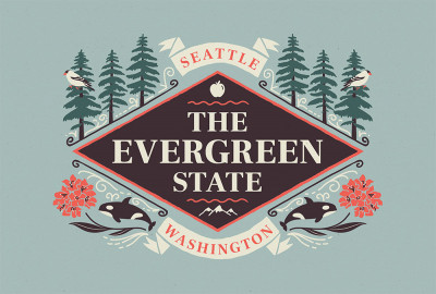 Seattle, Washington - State Motto Crest - State Series - Contour