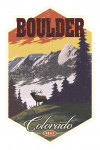 Boulder, Colorado - Mountain View & Elk - Distressed - Contour