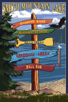 Moneta, Virginia - Destination Signpost - Smith Mountain Lake - Lantern Press Artwork