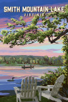 Smith Mountain Lake, Virginia - Adirondack Chairs & Lake - Lantern Press Artwork