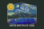 Smith Mountain Lake, Virginia - Starry Night - Contour - Lantern Press Artwork