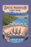 Moneta, Virginia - Lithograph - Smith Mountain Lake Dam - Contour - Lantern Press Artwork