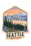 Seattle, Washington - Deer & Spring Flower - Contour