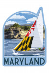 Maryland - Sloop Sailboat & Lake - Contour - Lantern Press Artwork