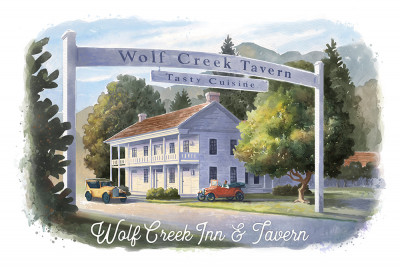 Wolf Creek Inn & Tavern, Oregon - Watercolor Study - Lantern Press Artwork