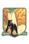 Yosemite National Park, California - Black Bear - Falls - Oil Painting - Contour - Lantern Press Artwork