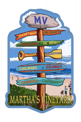 Martha's Vineyard, Massachusetts - Destinations Sign - Contour