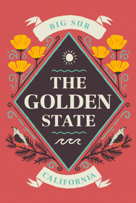 Big Sur, California - State Motto Crest - State Series - Lantern Press Artwork