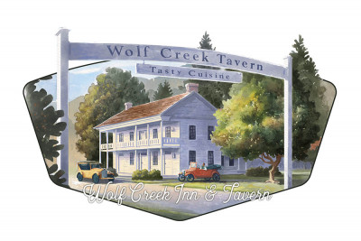 Wolf Creek Inn & Tavern, Oregon - Watercolor Study - Contour - Lantern Press Artwork