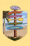 Florida Keys, Florida - Destinations Signpost - Contour - Lantern Press Poster