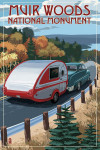 Muir Woods National Monument, California - Retro Camper on Road