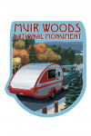 Muir Woods National Monument, California - Retro Camper on Road - Contour