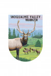 Snoqualmie Valley, Washington - Elk Herd - Contour - Lantern Press Poster