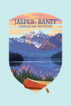 Jasper - Banff, Canada - Canadian Rockies - Mountain Lake Scene & Canoe - Contour - Lantern Press Artwork