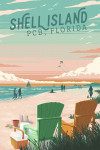 Shell Island, Panama City Beach, Florida - Painterly - Bottle This Moment - Beach Chairs