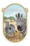 San Simeon, California - Zebras in Field - Hearst Castle - Contour