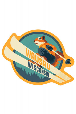 Wausau, Wisconsin - Animal Activities Series - Ski Squirrel - Contour