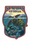 St Marys, Georgia - Painterly - Turtle Swimming - Contour