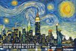 New York City, New York - Starry Nigh City Series - Empire State Building