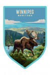 Winnipeg, Manitoba - Painterly - Moose - Summer Scene - Contour