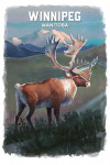 Winnipeg, Manitoba - Watercolor Study - Caribou with Mountain