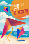 Lincoln City, Oregon - Sun-faded Shoreline Collection - Kites on Beach