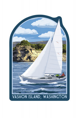 Vashon Island, Washington - Sailing Scene - Contour