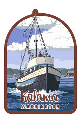 Kalama, Washington - Painterly - Tug Boat - Contour