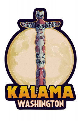 Kalama, Washington - Totem Pole & Full Moon - Contour