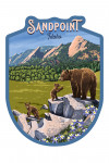 Sandpoint, Idaho - Painterly - Bear and Cubs - Contour