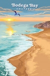 Bodega Bay, California - Painterly - Beach View