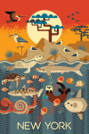 New York - Geometric - Marine Animals - Tree on Hill